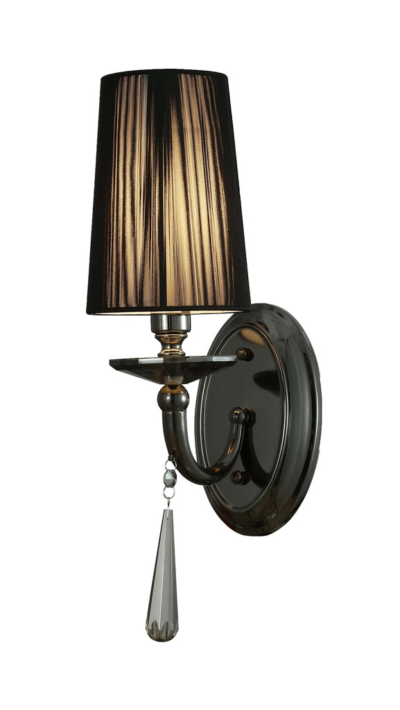 Czarna lampa ścienna, kinkiet kryształowy FABIONE pojedynczy klasyczny - Lumina Deco zdjęcie 1