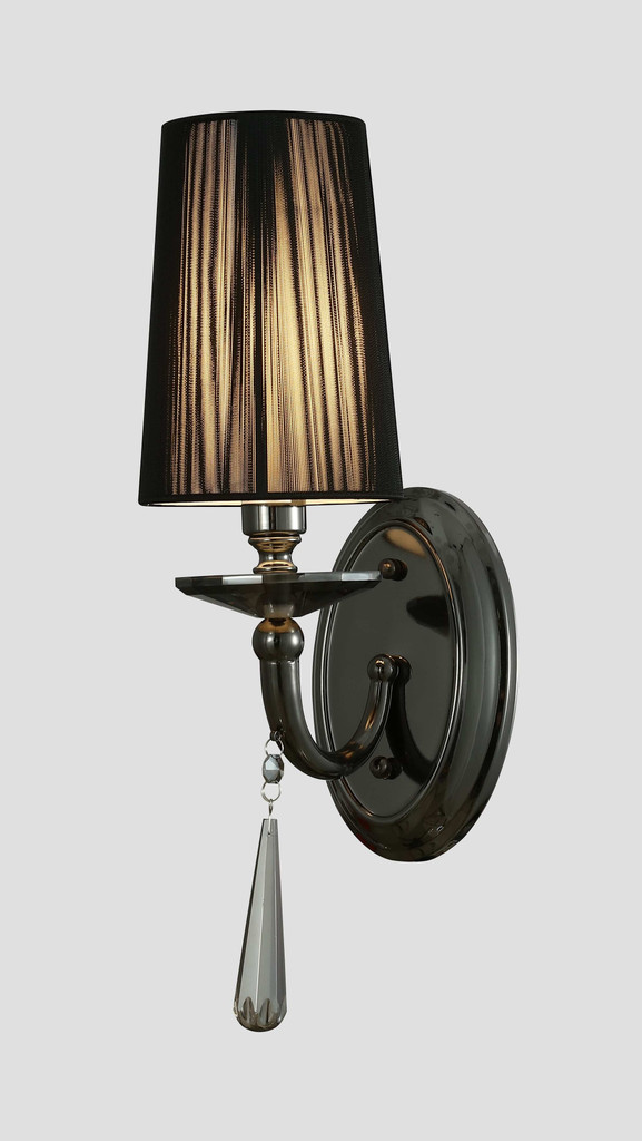 Czarna lampa ścienna, kinkiet kryształowy FABIONE pojedynczy klasyczny - Lumina Deco zdjęcie 2