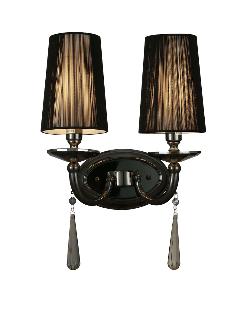 Kryształowy kinkiet czarny podwójny FABIONE W2 kryształowa nowoczesna lampa ścienna - Lumina Deco zdjęcie 1