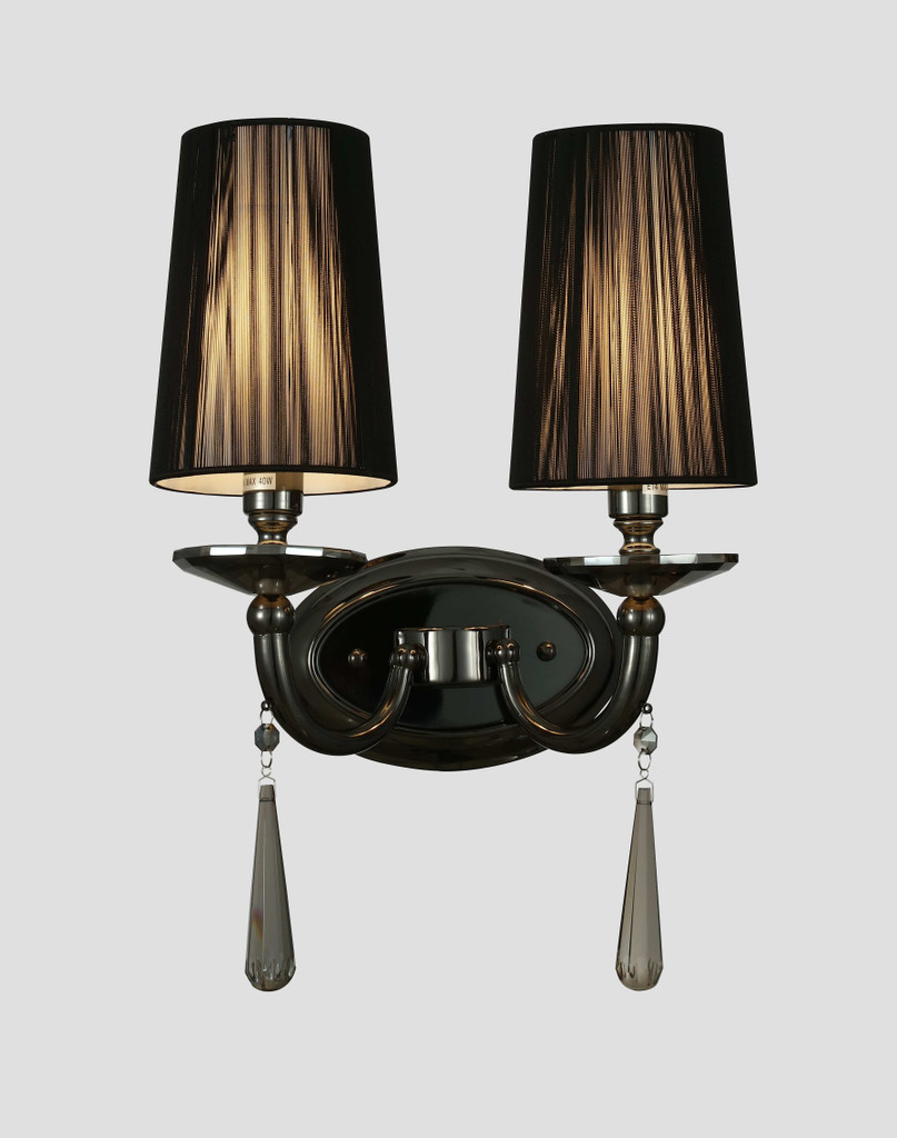 Kryształowy kinkiet czarny podwójny FABIONE W2 kryształowa nowoczesna lampa ścienna - Lumina Deco zdjęcie 2