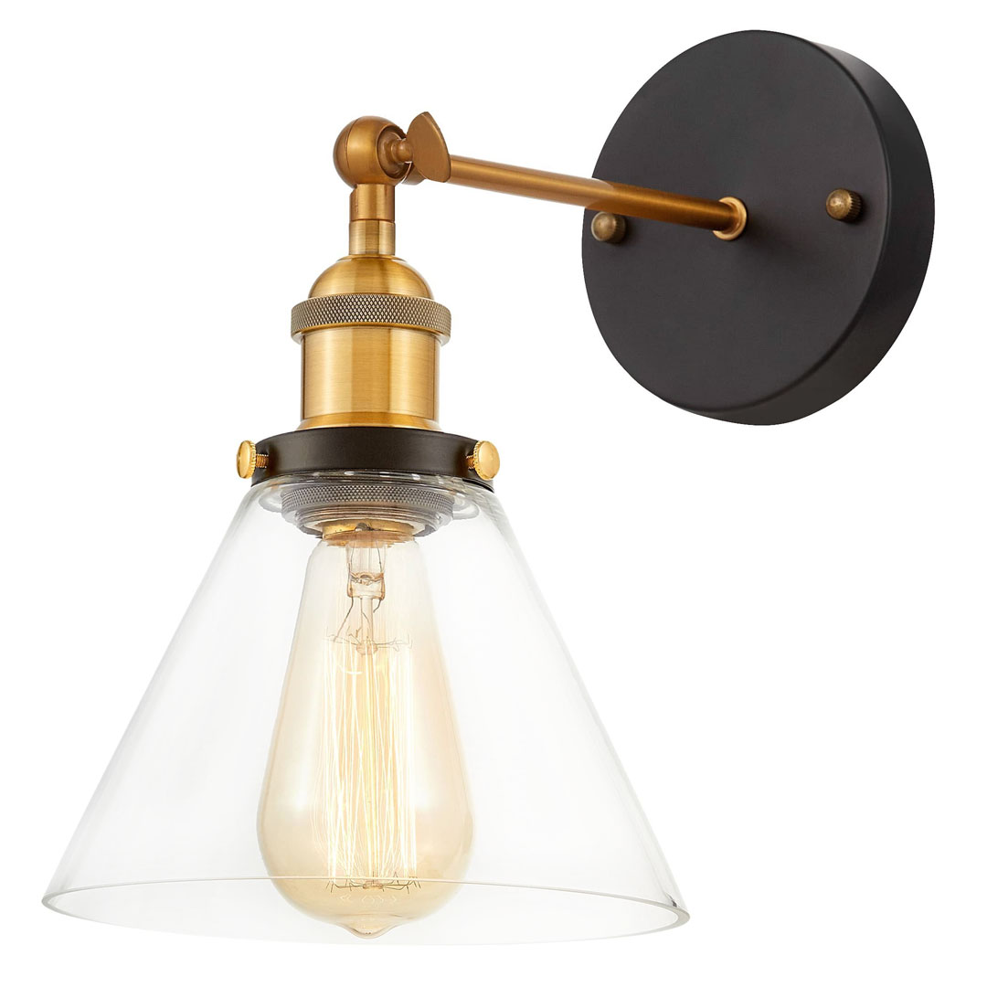 Kinkiet loftowy industrialny design NUBI szklana lampa na ścianę przezroczysta - Lumina Deco zdjęcie 1