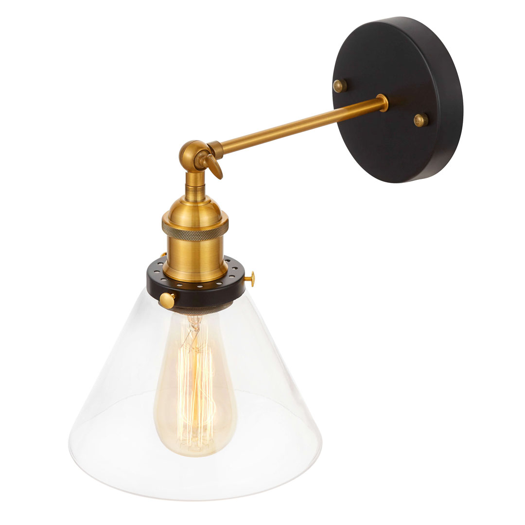 Kinkiet loftowy industrialny design NUBI szklana lampa na ścianę przezroczysta - Lumina Deco zdjęcie 3