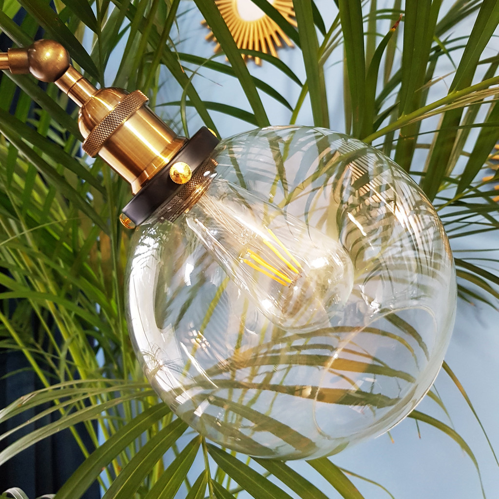 Kinkiet szklany klosz kula przezroczysta NAVARRO lampa ścienna loft - Lumina Deco zdjęcie 2