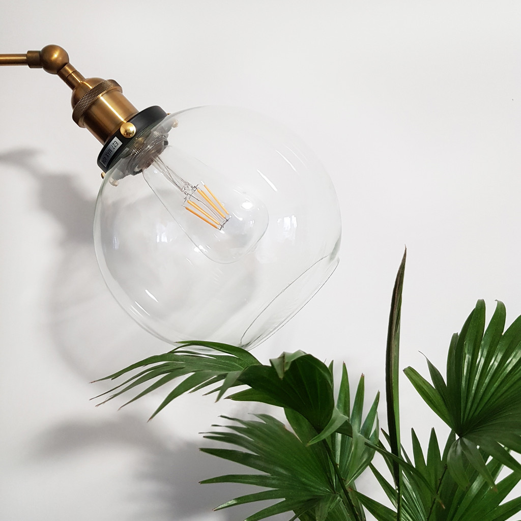 Kinkiet szklany klosz kula przezroczysta NAVARRO lampa ścienna loft - Lumina Deco zdjęcie 4