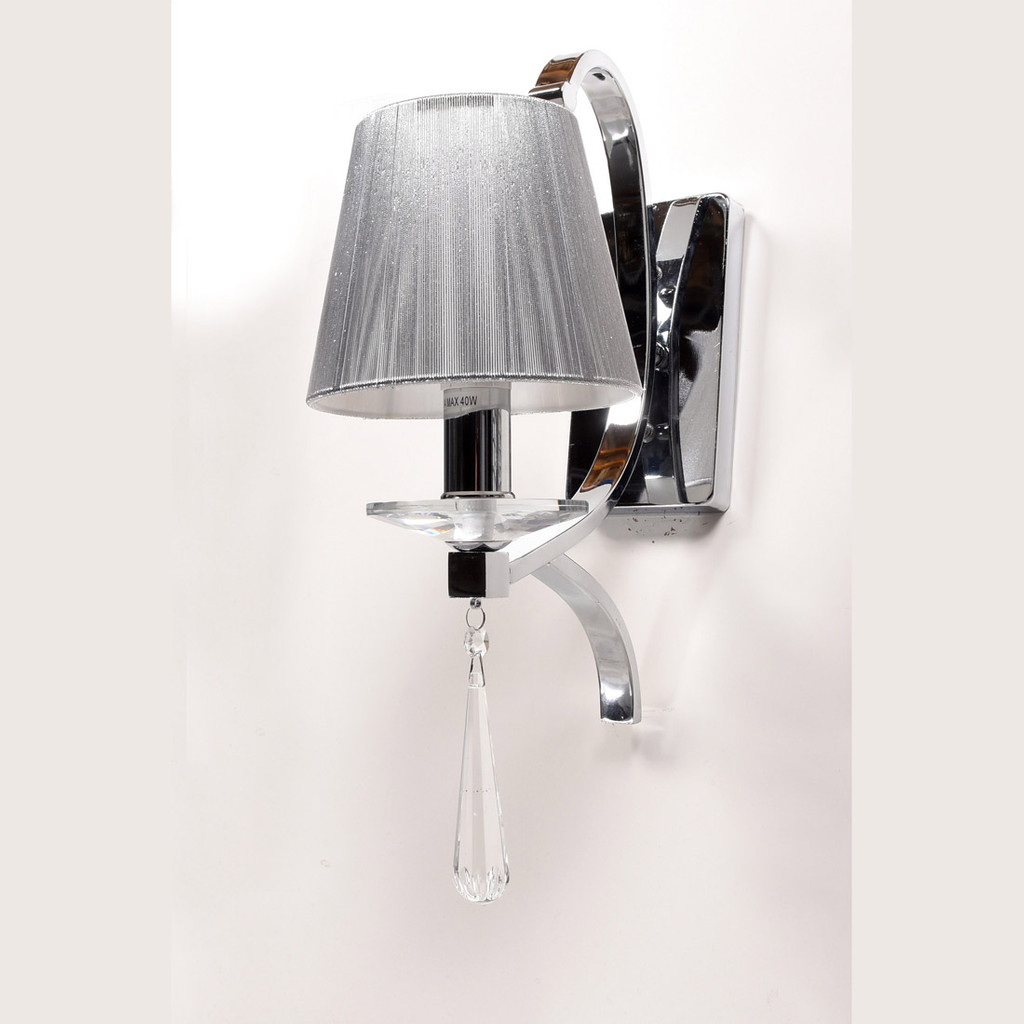 Kinkiet, lampa ścienna VENISIA W1 A kryształowy, srebrny, pojedynczy, metalowy - Lumina Deco zdjęcie 1