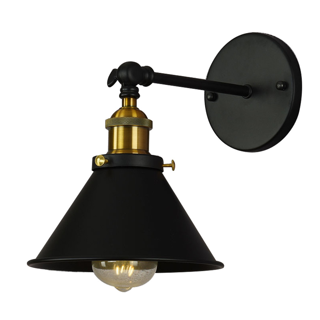 Kinkiet industrialny czarny i złoty loft GUBI W1 lampa ścienna abażur metalowy loftowy - Lumina Deco zdjęcie 3