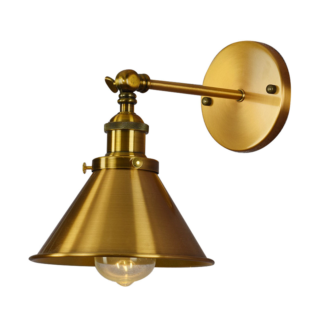 Mosiężny kinkiet loftowy industrialny GUBI W1 lampa ścienna ozdobny klosz metalowy kolor złoty mosiądz - Lumina Deco zdjęcie 3