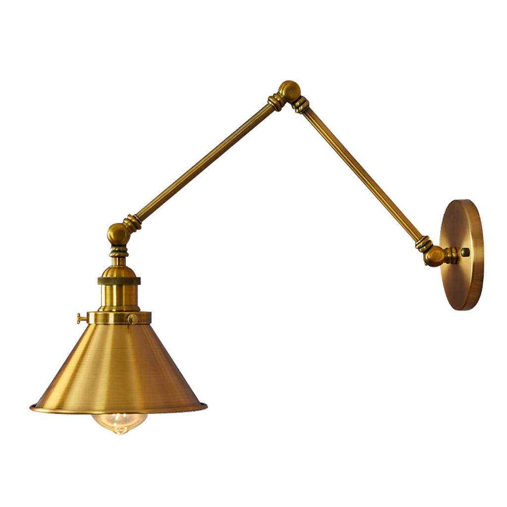 Regulowany kinkiet GUBI W2 kolor złoty mosiądz, industrialna lampa ścienna do czytania - Lumina Deco zdjęcie 1