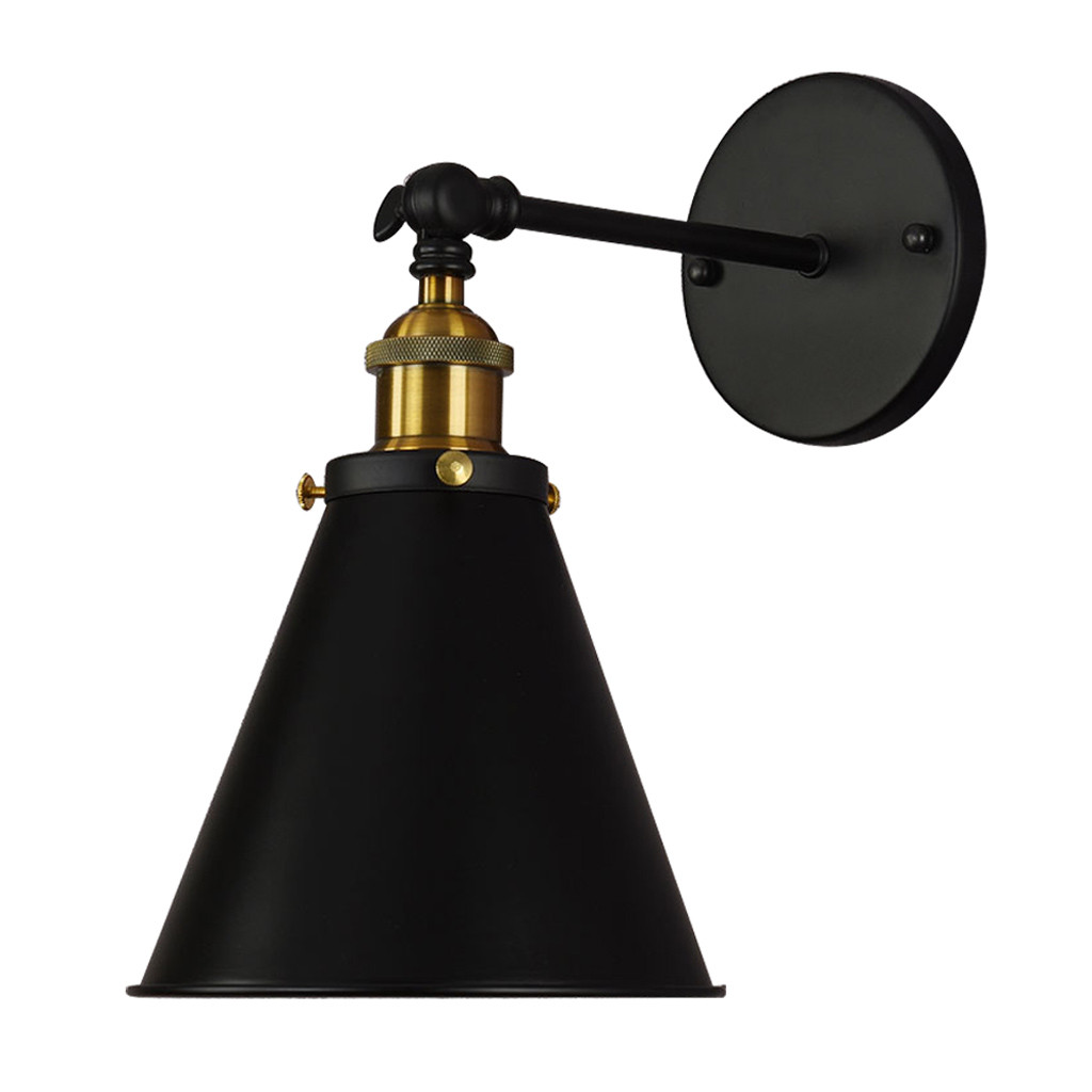 Industrialny kinkiet ścienny RUBI W1 klosz czarny abażur stożkowy loft vintage - Lumina Deco zdjęcie 3