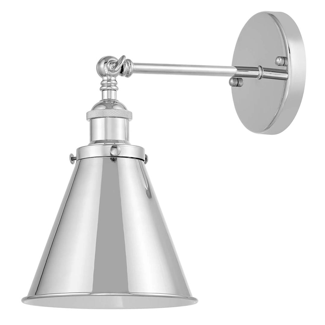 Chromowany kinkiet loftowy RUBI W1 metalowy, stożkowy retro klosz - Lumina Deco zdjęcie 1