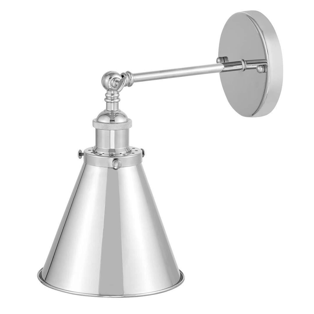 Chromowany kinkiet loftowy RUBI W1 metalowy, stożkowy retro klosz - Lumina Deco zdjęcie 3