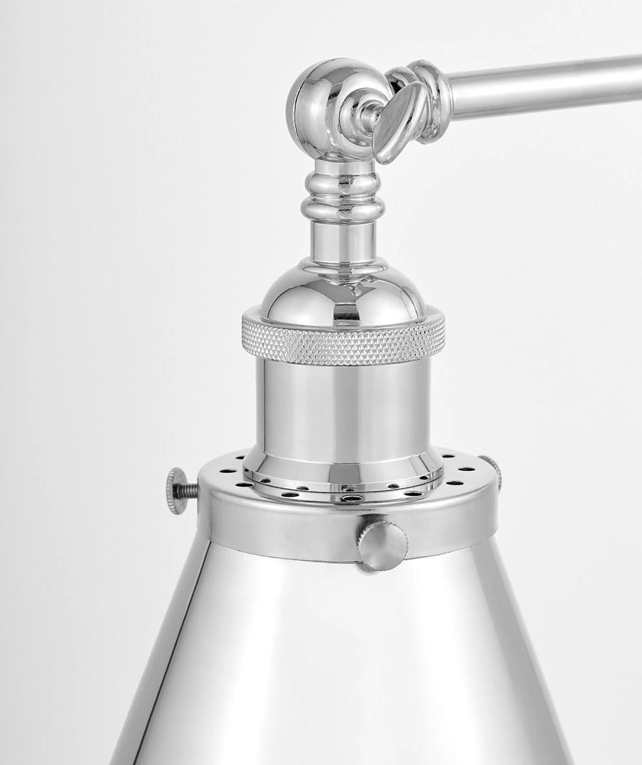Chromowany kinkiet loftowy RUBI W1 metalowy, stożkowy retro klosz - Lumina Deco zdjęcie 2