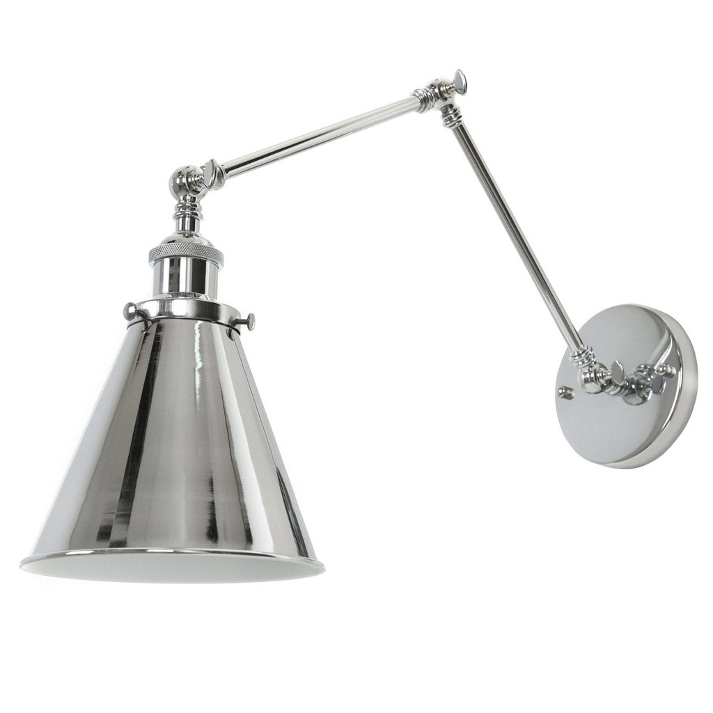 Chromowana lampa ścienna RUBI W2 metalowy kinkiet, regulowane ramię - Lumina Deco zdjęcie 1
