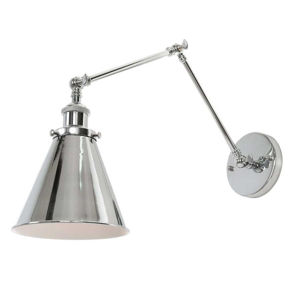 Chromowana lampa ścienna RUBI W2 metalowy kinkiet, regulowane ramię - Lumina Deco zdjęcie 2