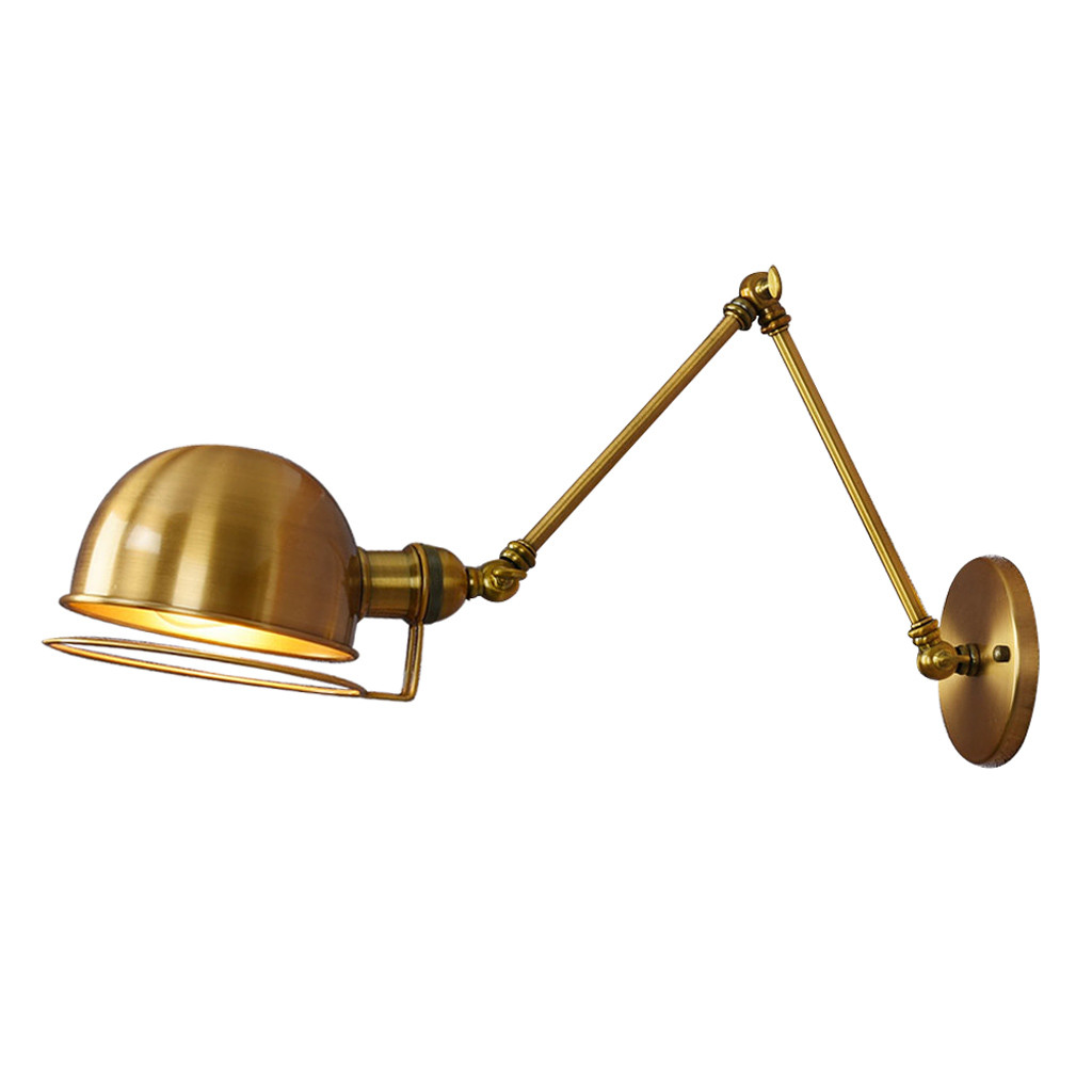 Lampka ścienna, mosiężny kinkiet industrialny GLUM W2 regulowany do czytania kolor złoty mosiądz - Lumina Deco zdjęcie 1