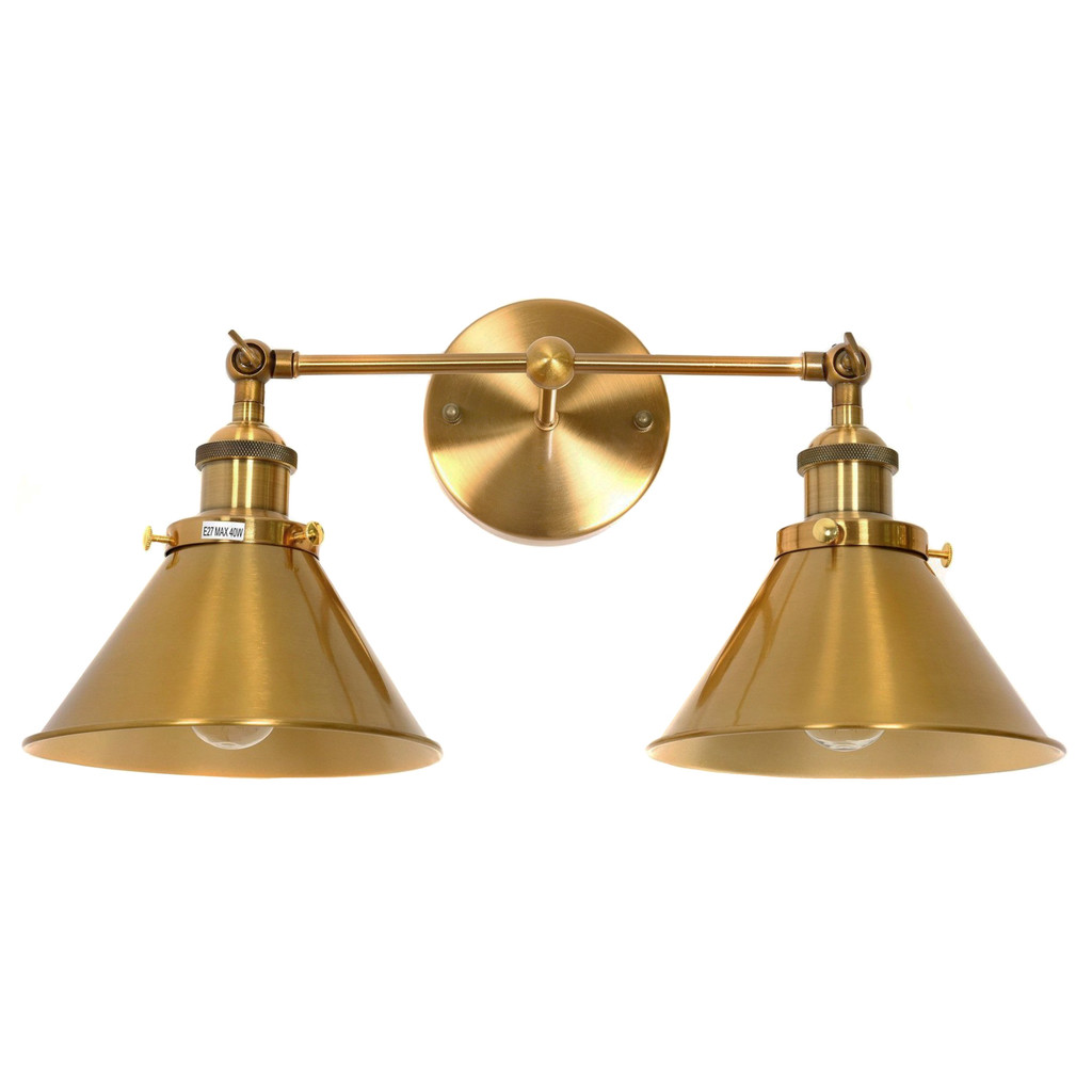 Designerski podwójny kinkiet w kolorze złota GUBI DUO stożkowe klosze loftowe - Lumina Deco zdjęcie 1