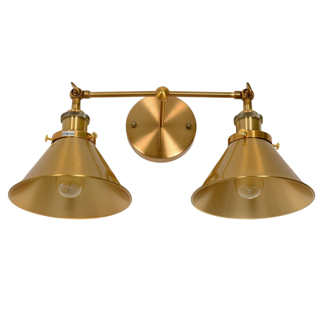 Designerski podwójny kinkiet w kolorze złota GUBI DUO stożkowe klosze loftowe - Lumina Deco zdjęcie 2