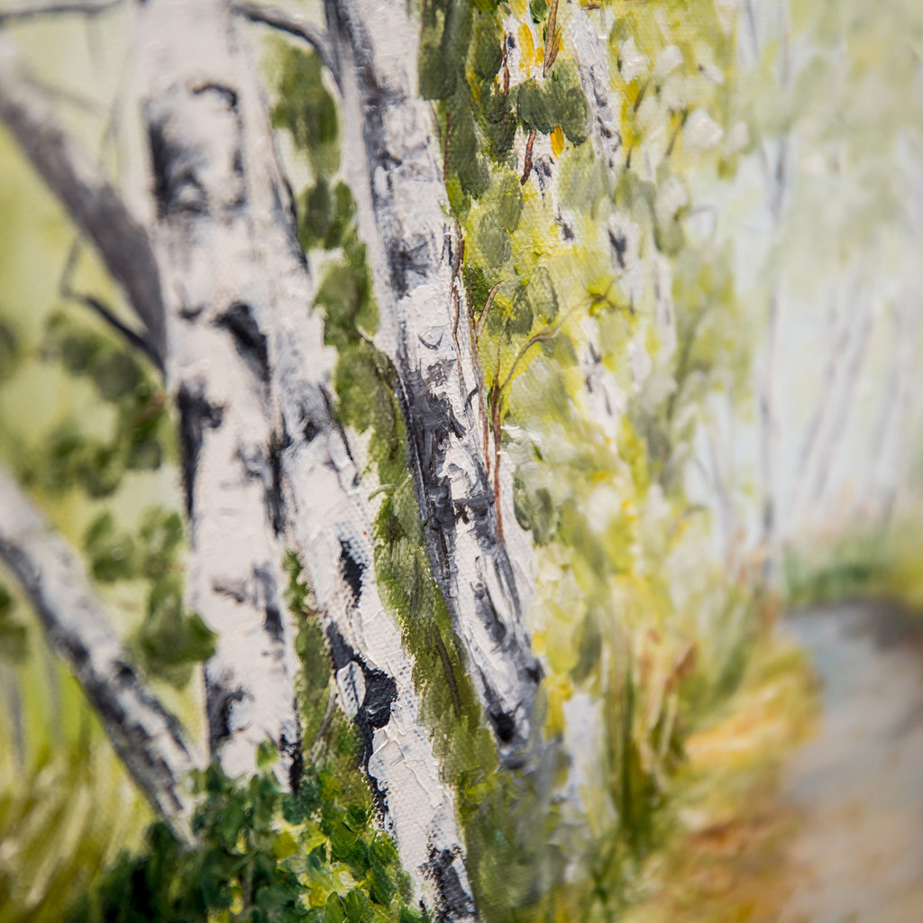 Obraz olejny pejzaż natura przyroda leśna droga alejka brzozy 70x50 cm - Na Skrzydłach Anioła zdjęcie 3