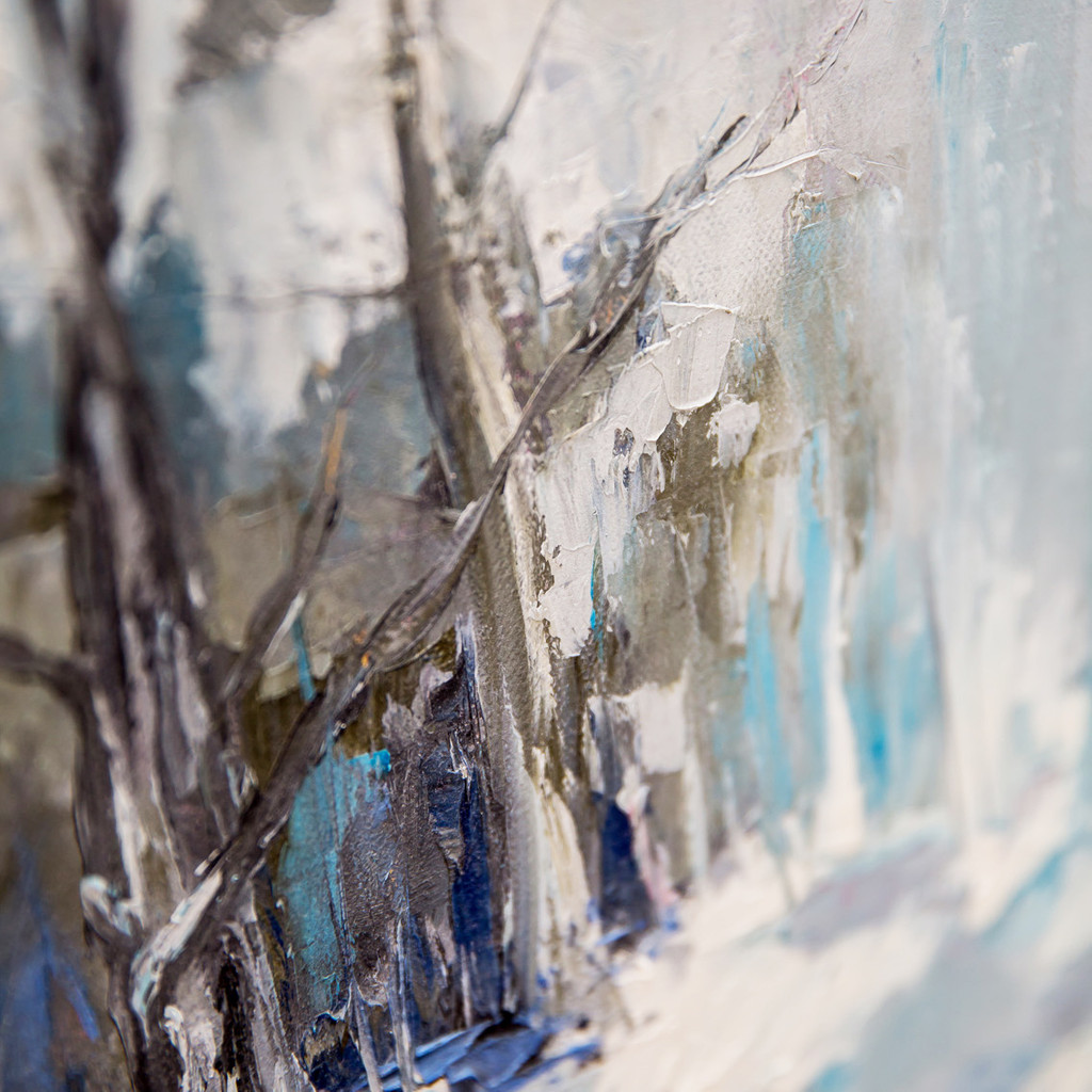 Obraz olejny pejzaż natura las zima śnieg 47x47 cm - Na Skrzydłach Anioła zdjęcie 3