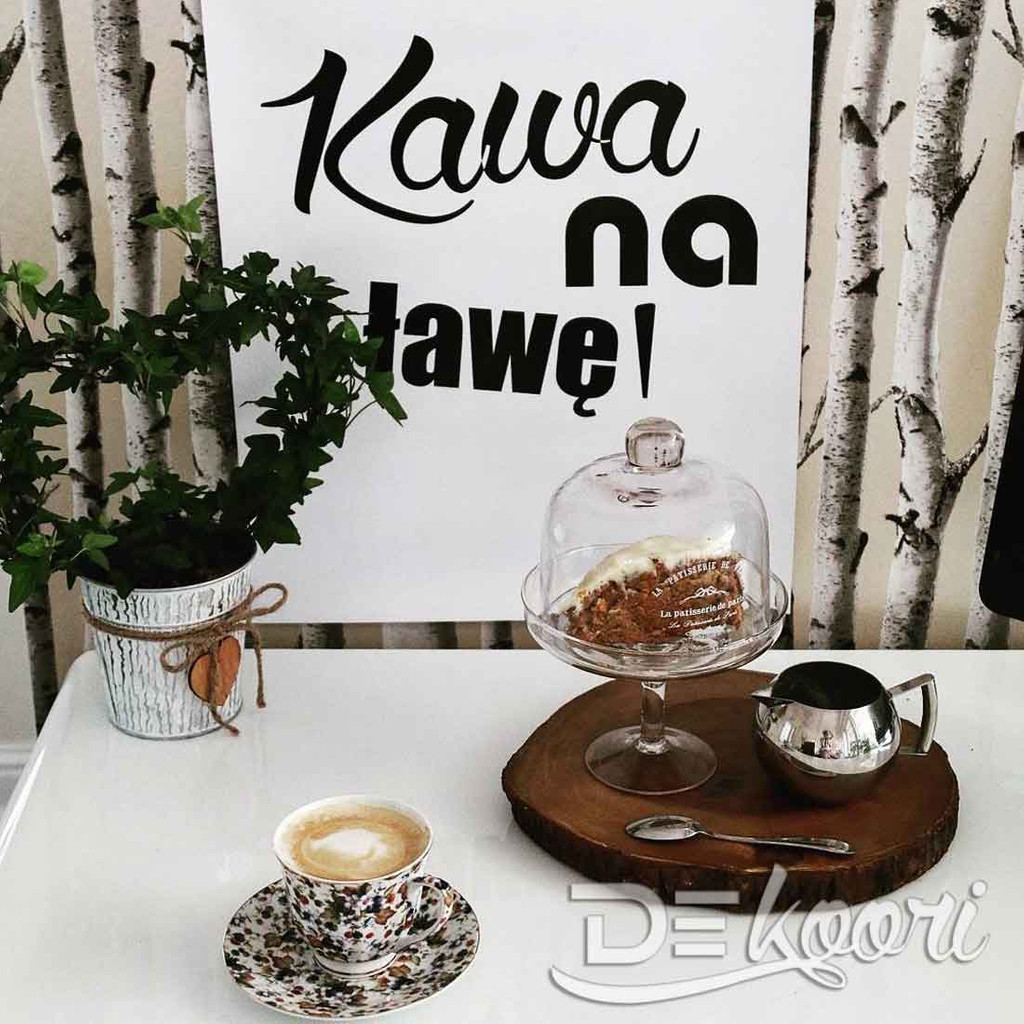 Plakat na ścianę napis KAWA NA ŁAWĘ! biało-czarny - Dekoori zdjęcie 2