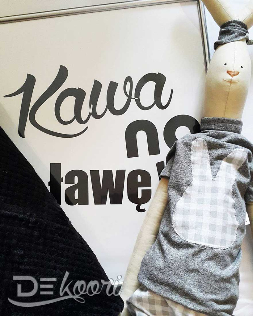 Plakat na ścianę napis KAWA NA ŁAWĘ! biało-czarny - Dekoori zdjęcie 4