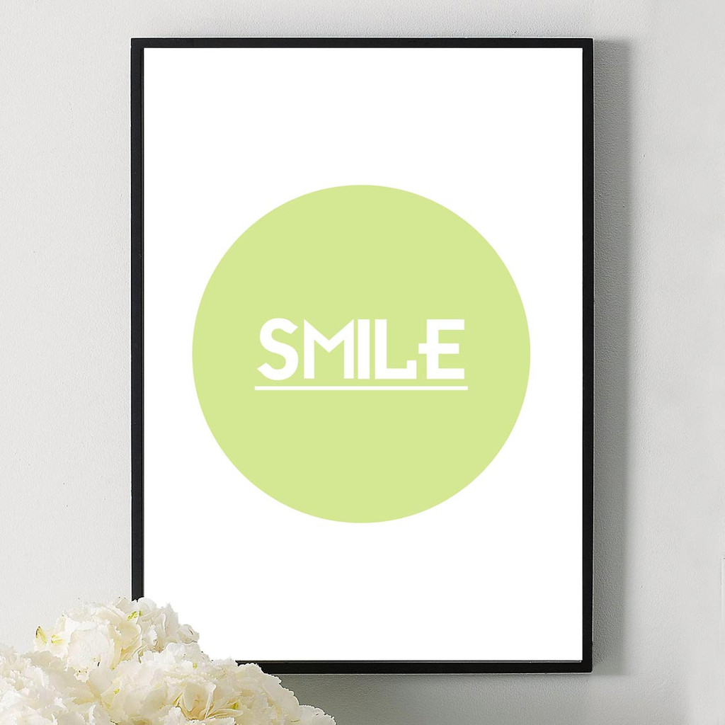 Plakat na ścianę grafika i napis SMILE zielony - Dekoori zdjęcie 1