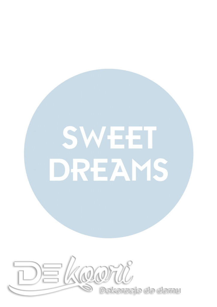 Plakat na ścianę grafika i napis SWEET DREAMS niebieski - Dekoori zdjęcie 3