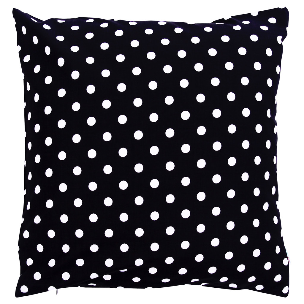 Czarna poszewka dekoracyjna na poduszkę, jasiek 40x40 w białe kropki 1 cm - Dekoori zdjęcie 1