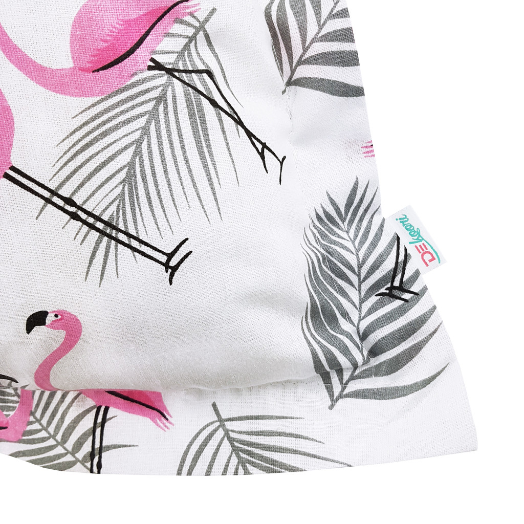 Tropikalna poszewka minimalistyczna w różowe flamingi i szare liście palmy - Dekoori zdjęcie 3