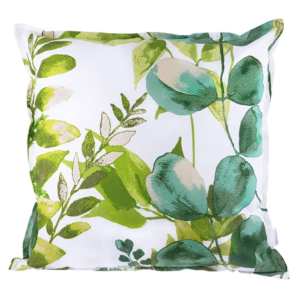 Ozdobna poszewka na poduszkę z akwarelowymi zielonymi liśćmi - Dekoori zdjęcie 1