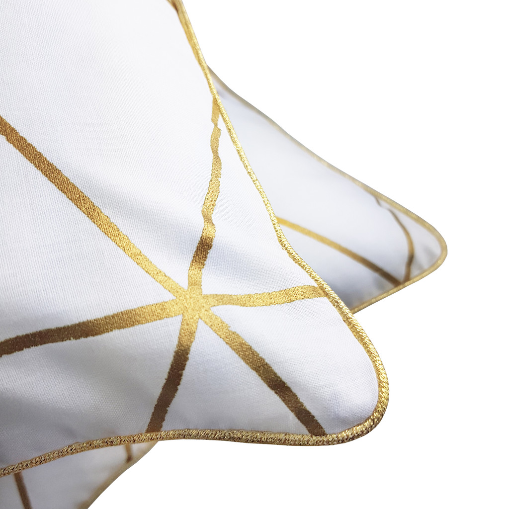 Jasna geometryczna poszewka złote linie na białym tle, styl glamour loftowy - Dekoori zdjęcie 4