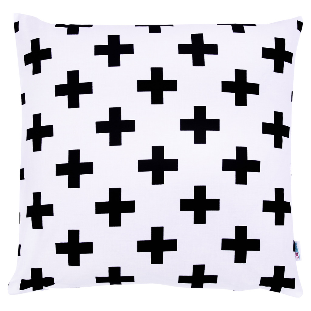 Biała, dekoracyjna poszewka na poduszkę w czarne krzyżyki - Dekoori zdjęcie 1