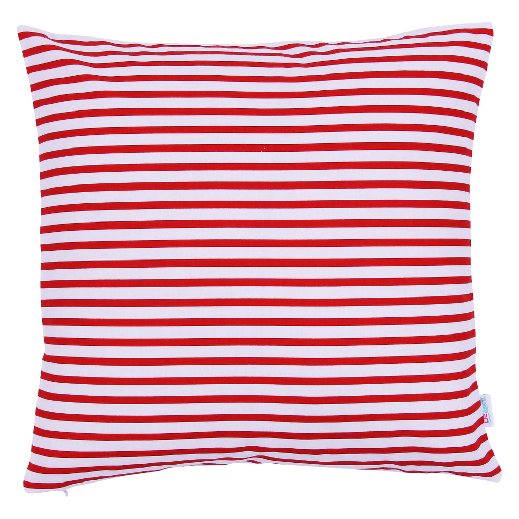 Dekoracyjna poszewka na poduszkę w paski w pasy poziome, biało-czerwone - Dekoori zdjęcie 1