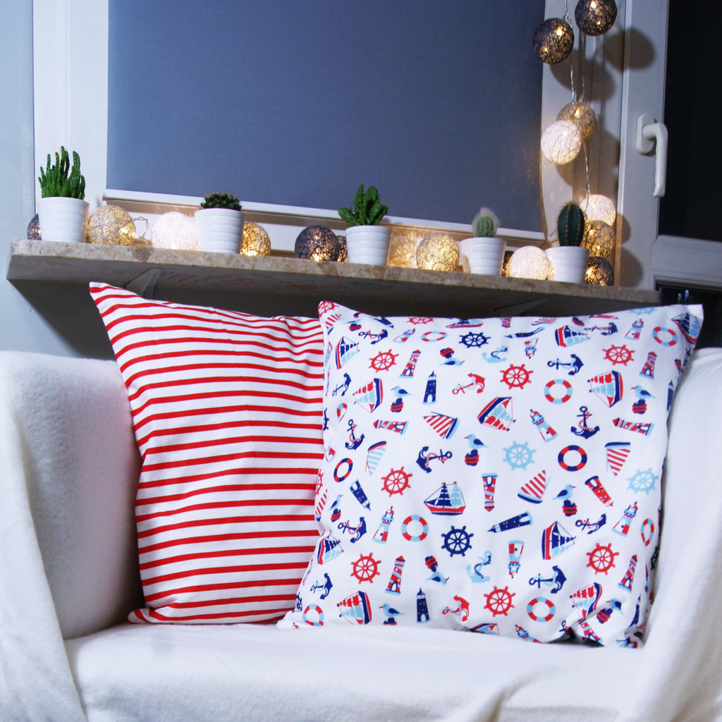 Poszewka na poduszkę marynarska, morska, marynistyczna w stylu Pin-Up, kolorowa - Dekoori zdjęcie 2
