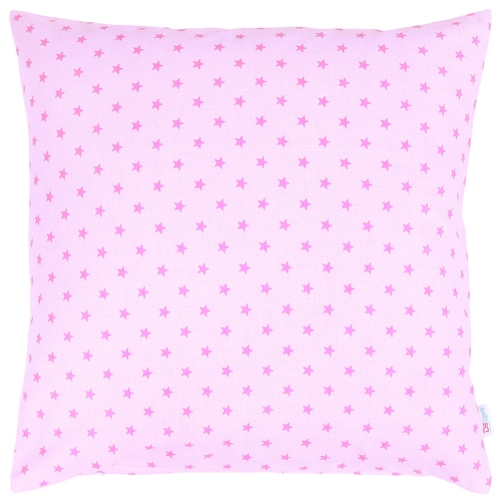 Poszewka na poduszkę dekoracyjna w drobne, różowe GWIAZDKI 1 cm na jasnoróżowym tle - Dekoori zdjęcie 1