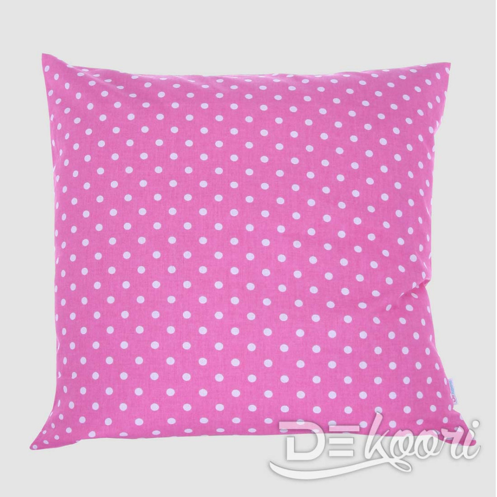 Różowa poszewka dekoracyjna na poduszkę w białe kropki, groszki 7 mm - Dekoori zdjęcie 1