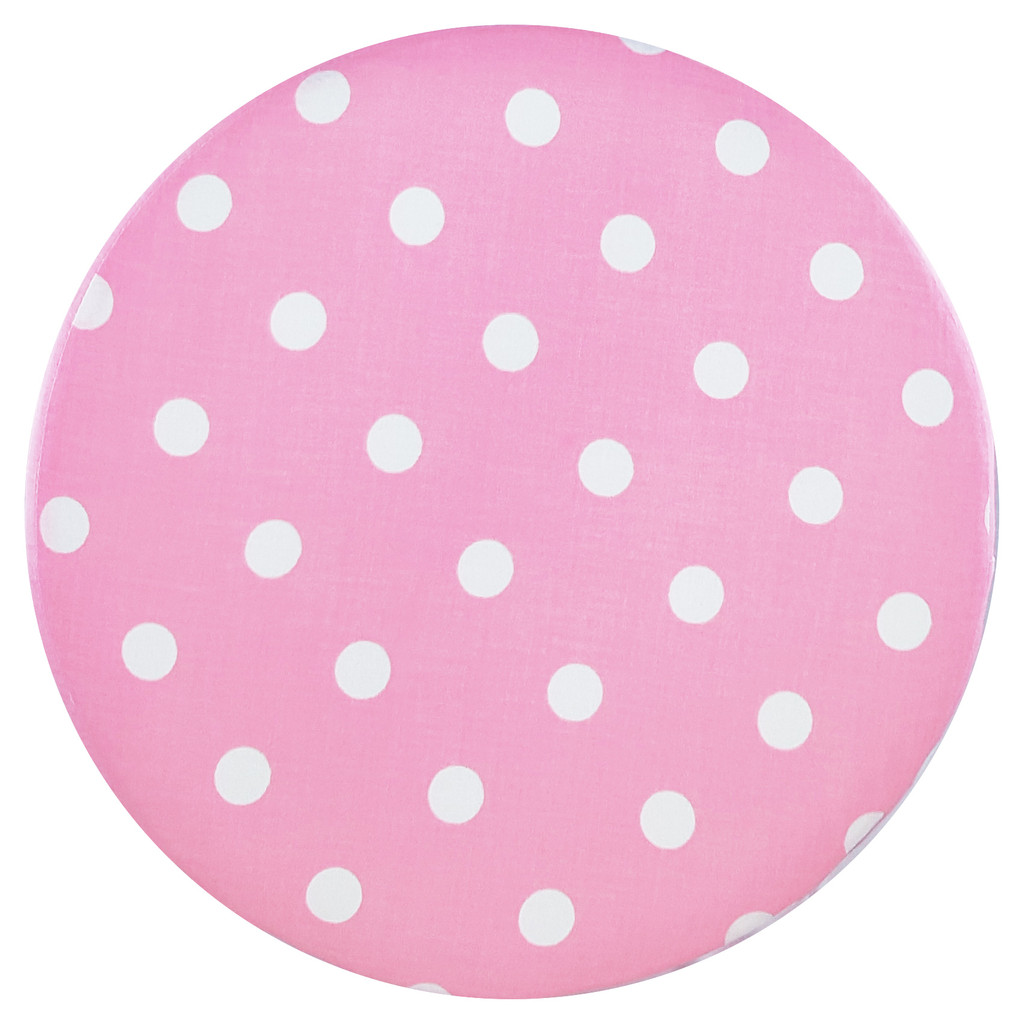 Różowy stołek, puf retro design z pokrowcem w białe KROPKI, GROCHY - Lily Pouf zdjęcie 4