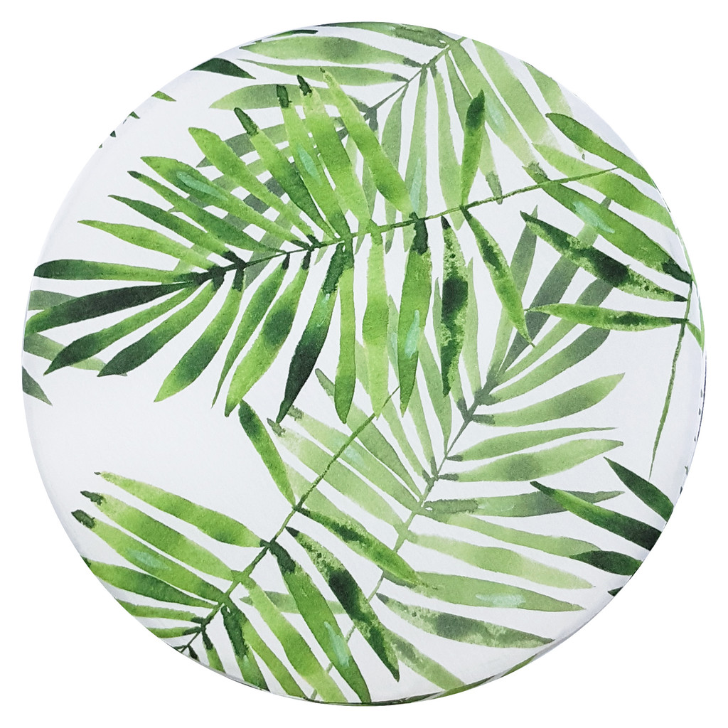 Modny stołek, puf skandynawski w zielone LIŚCIE PAPROCI roślinny design - Lily Pouf zdjęcie 4