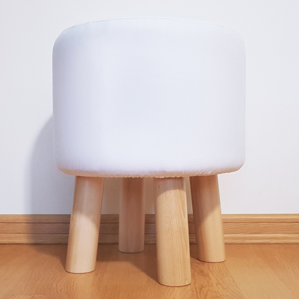 Granatowy puf w białe GWIAZDKI, drewniany stołek, taboret z pokrowcem - Lily Pouf zdjęcie 4