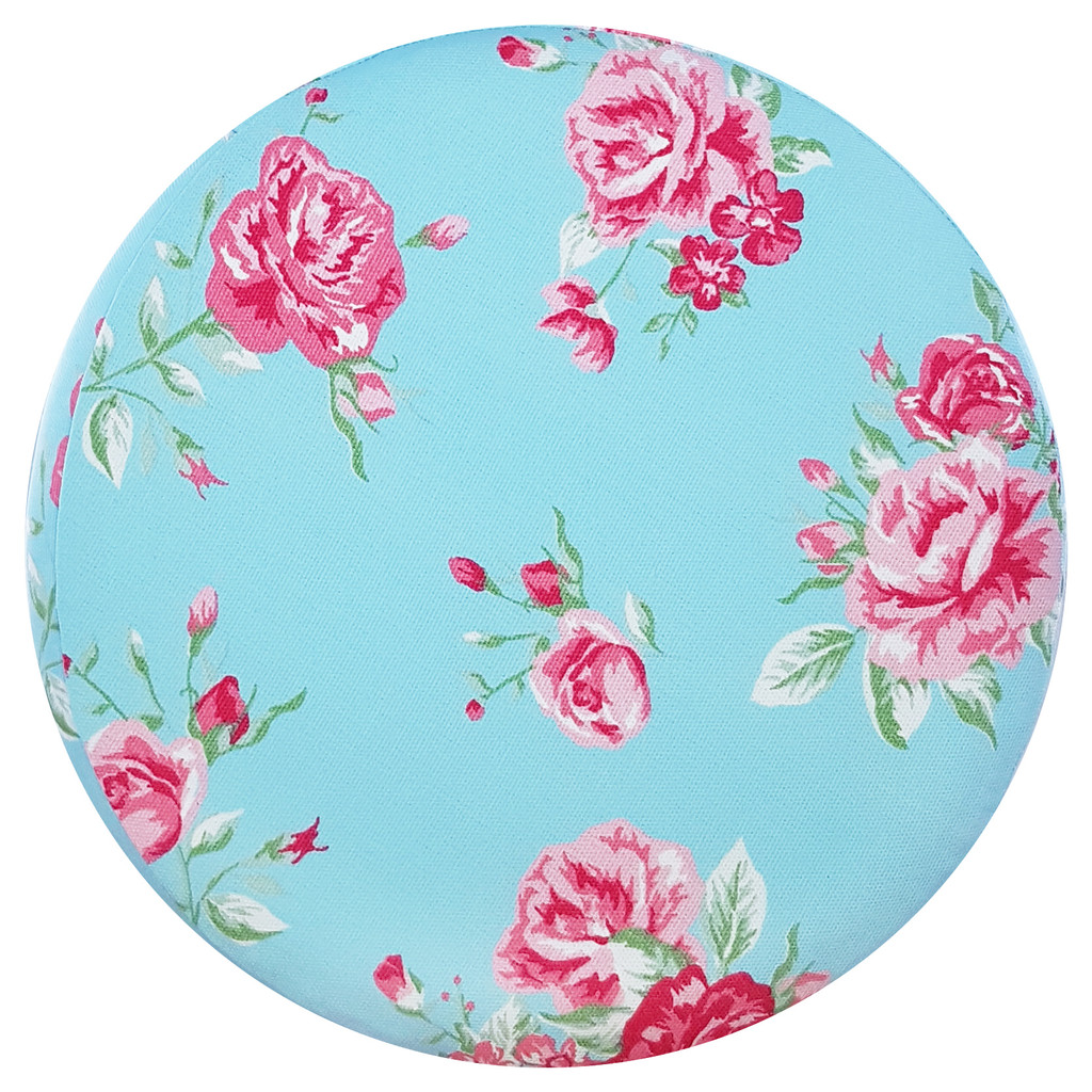 Ozdobny puf stołek dekoracyjny w stylu glamour RÓŻE jasnoniebiesko różowy - Lily Pouf zdjęcie 4