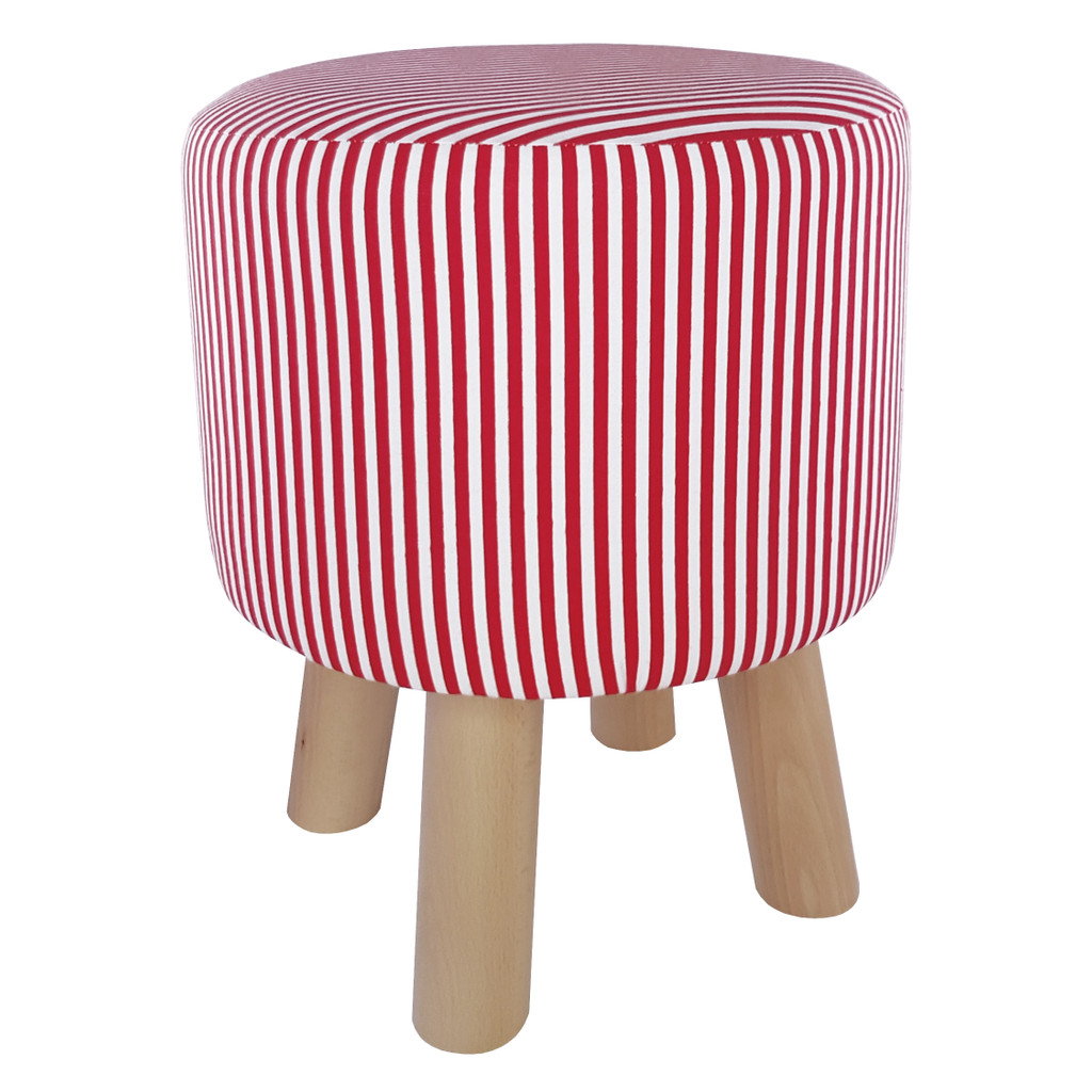Nowoczesny stołek, puf w paski czerwono-białe vintage design - Lily Pouf zdjęcie 3
