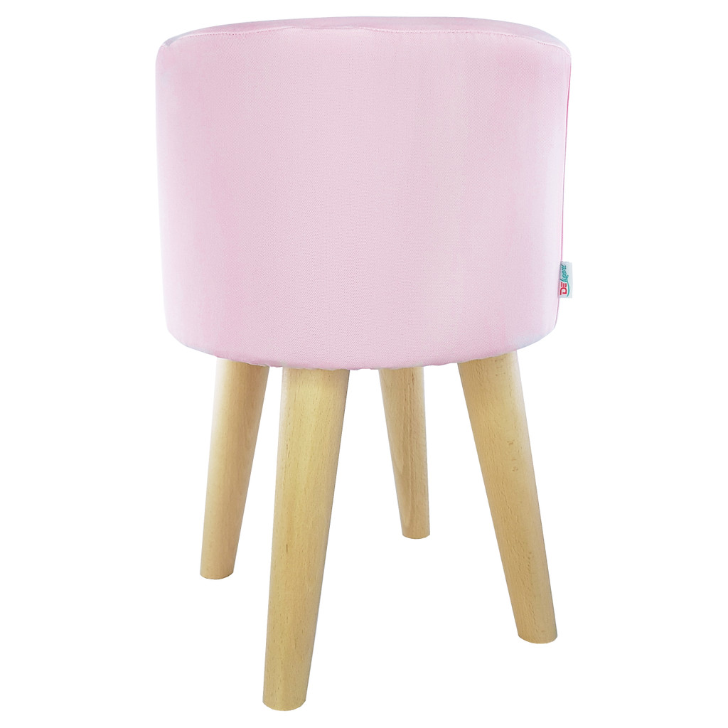 Jednokolorowy stołek jasnoróżowy do toaletki, pokoju dziewczęcego, gładki pokrowiec - Lily Pouf zdjęcie 2