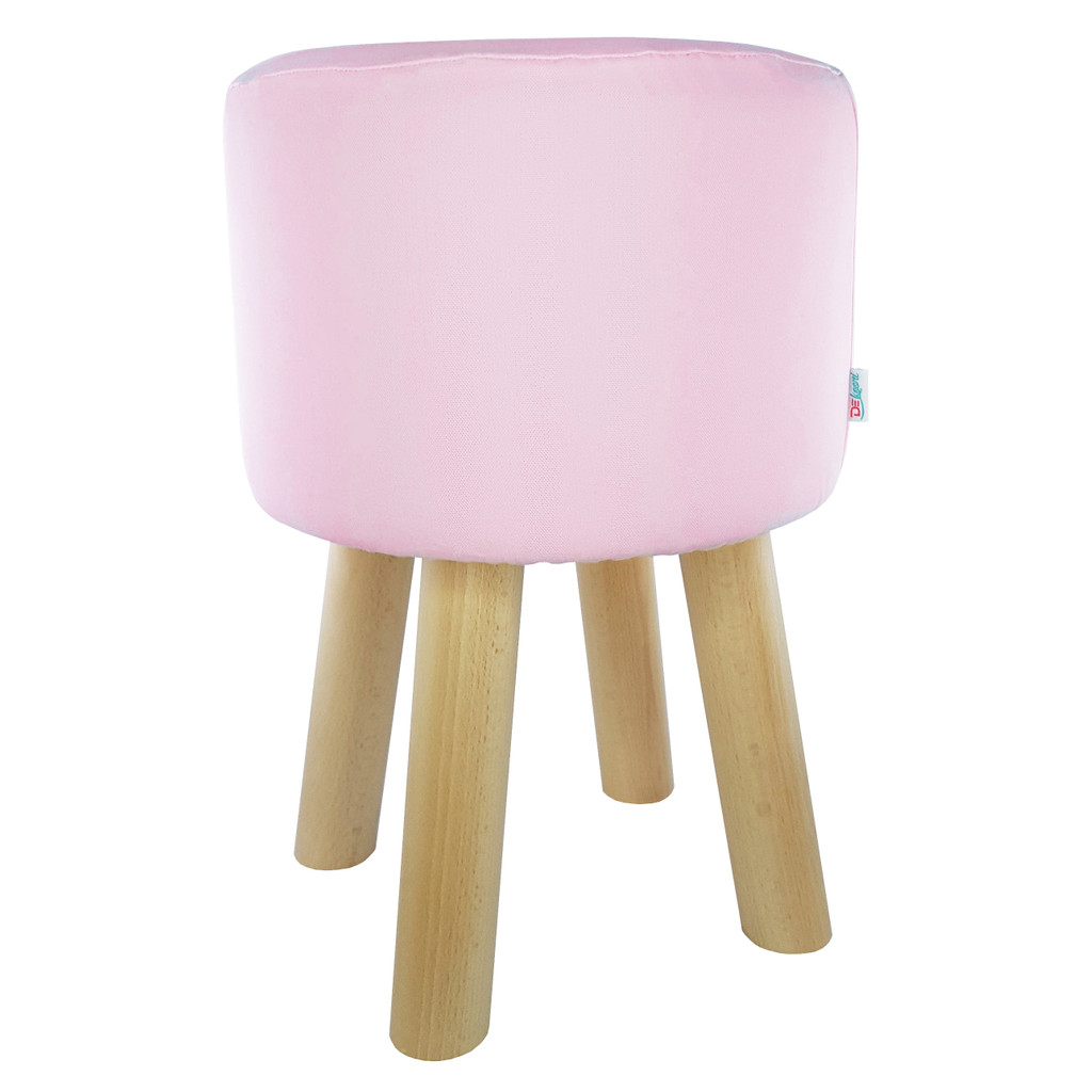 Jednokolorowy stołek jasnoróżowy do toaletki, pokoju dziewczęcego, gładki pokrowiec - Lily Pouf zdjęcie 1