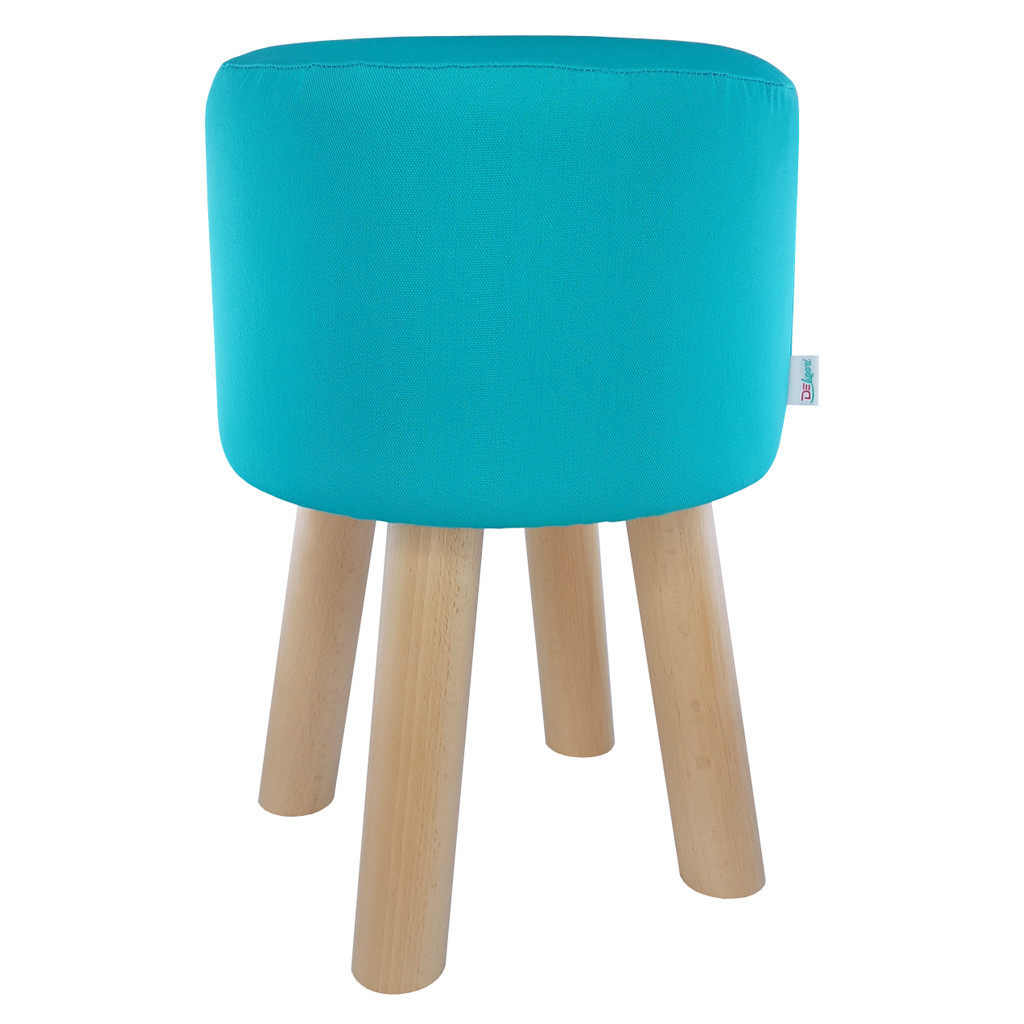 Turkusowy stołek taboret puf modny kolor, pokrowiec gładki jednokolorowy - Lily Pouf zdjęcie 1
