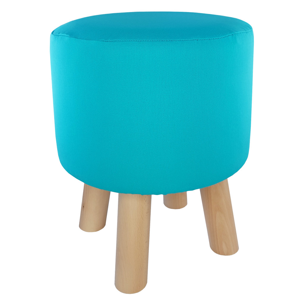 Turkusowy stołek taboret puf modny kolor, pokrowiec gładki jednokolorowy - Lily Pouf zdjęcie 3