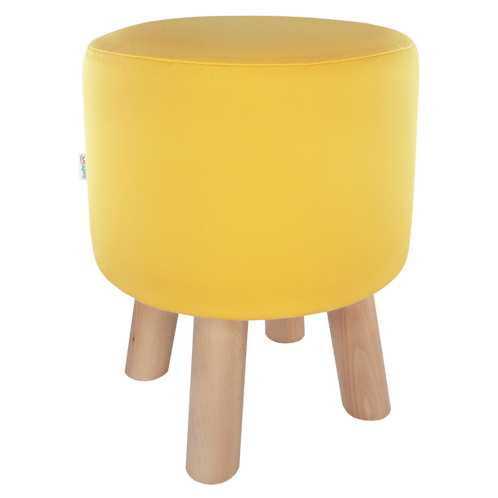 Nowoczesny żółty stołek, puf do salonu, na taras, gładki pokrowiec, ciepły żółty - Lily Pouf zdjęcie 3