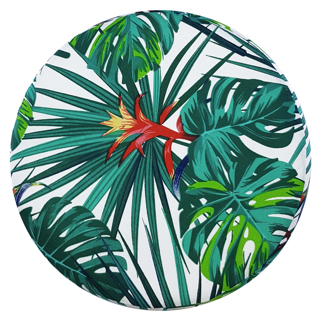 Egzotyczny stołek puf w turkusowe liście monstery, palmy kolorowe - Lily Pouf zdjęcie 4