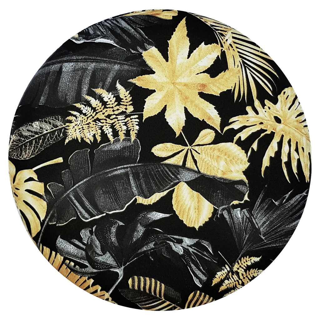 Elegancki, czarny puf w złote liście palmy w stylu glamour - Lily Pouf zdjęcie 4
