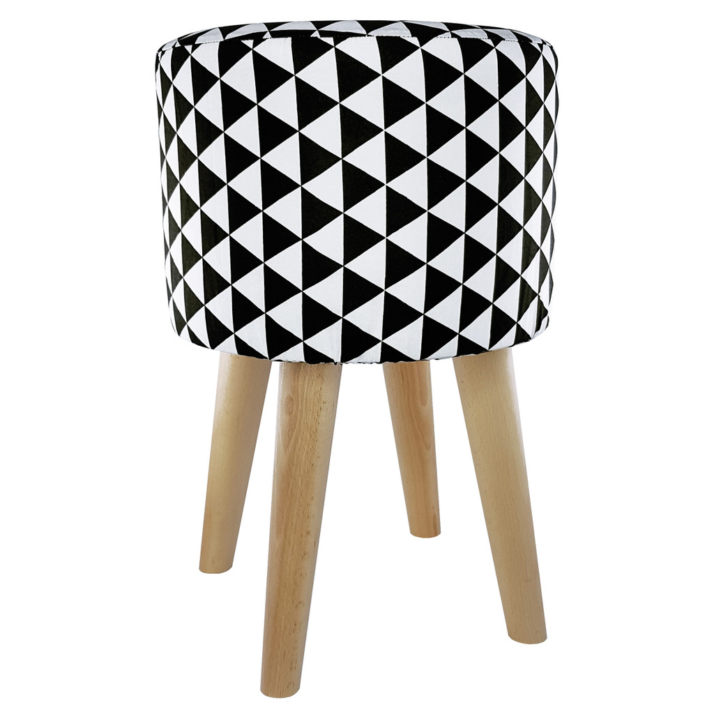 Nowoczesny, stylowy puf do siedzenia w czarne i białe trójkąty - Lily Pouf zdjęcie 2