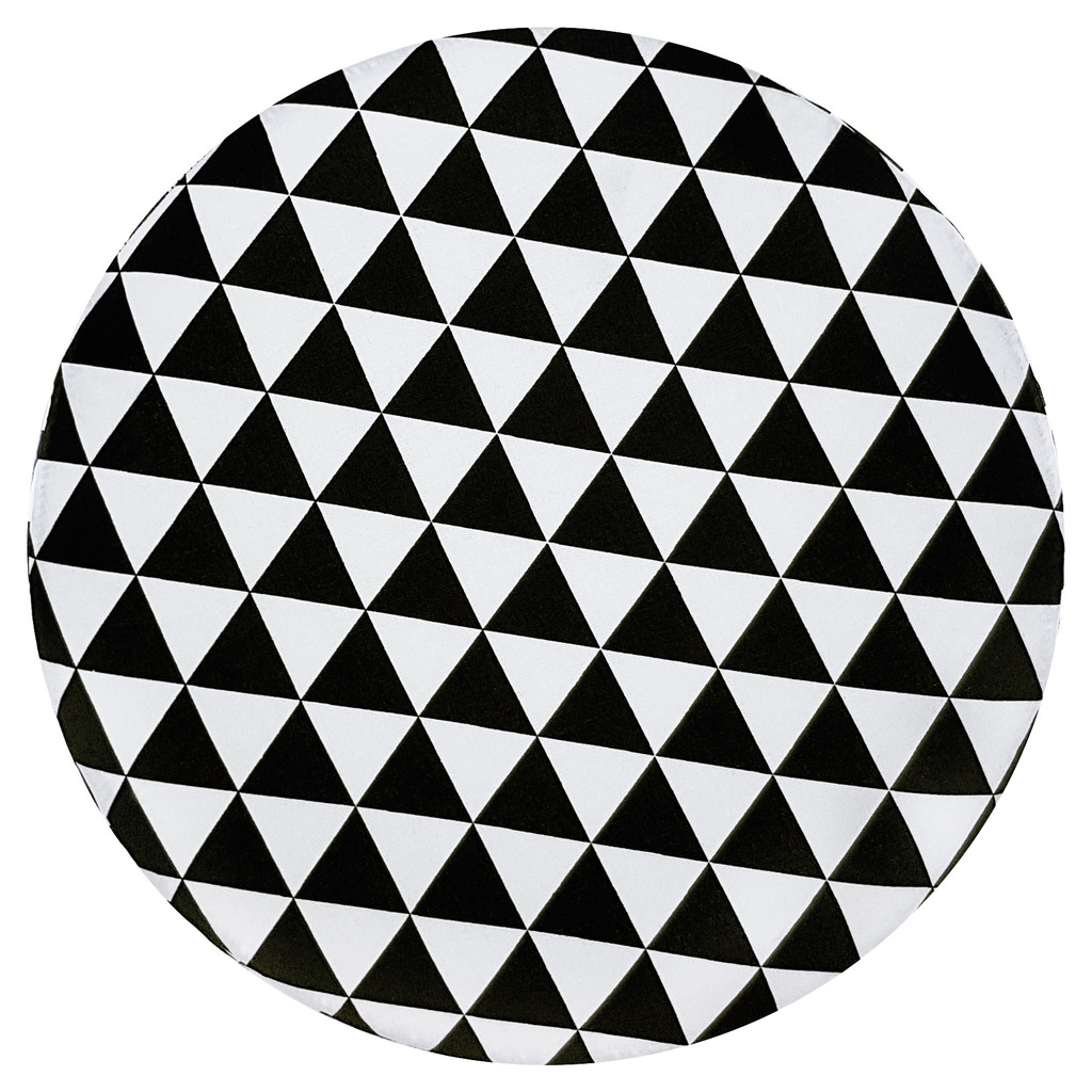 Nowoczesny, stylowy puf do siedzenia w czarne i białe trójkąty - Lily Pouf zdjęcie 4